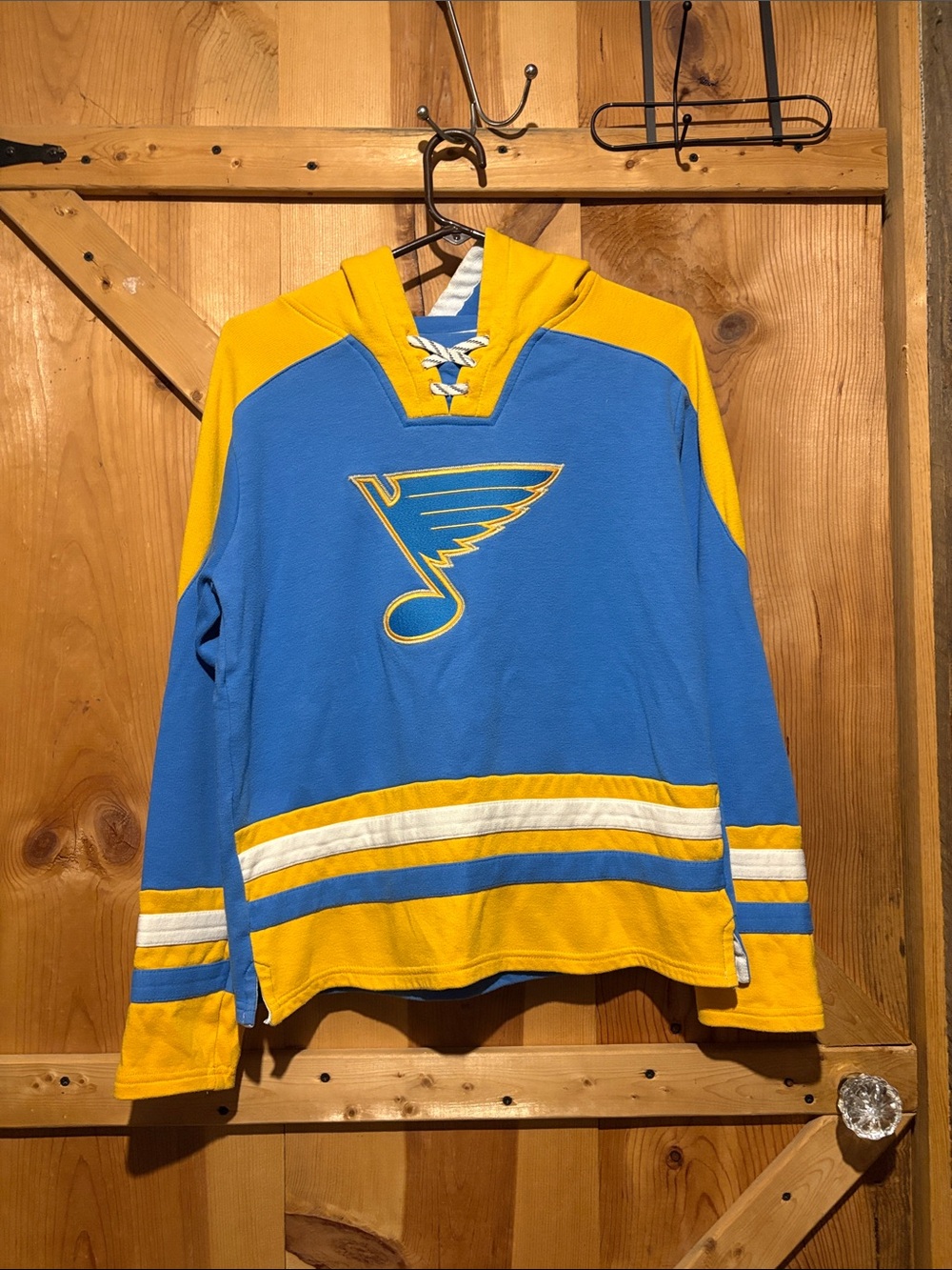 NHL Blue and Yellow Youth Pullover St. Louis BluesHockey Hoodie with Lace V-Neck